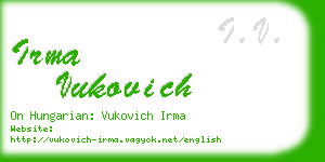 irma vukovich business card